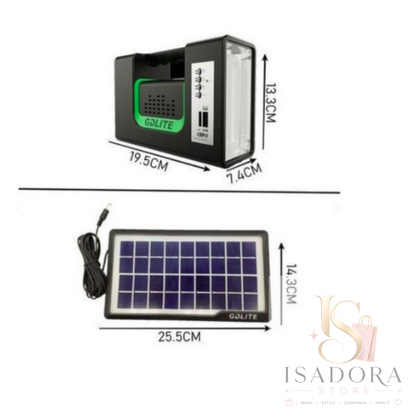 Linterna Golite10 Solar con Panel  y 3 ampolletas para emergencias o vida cotidiana te acompaña